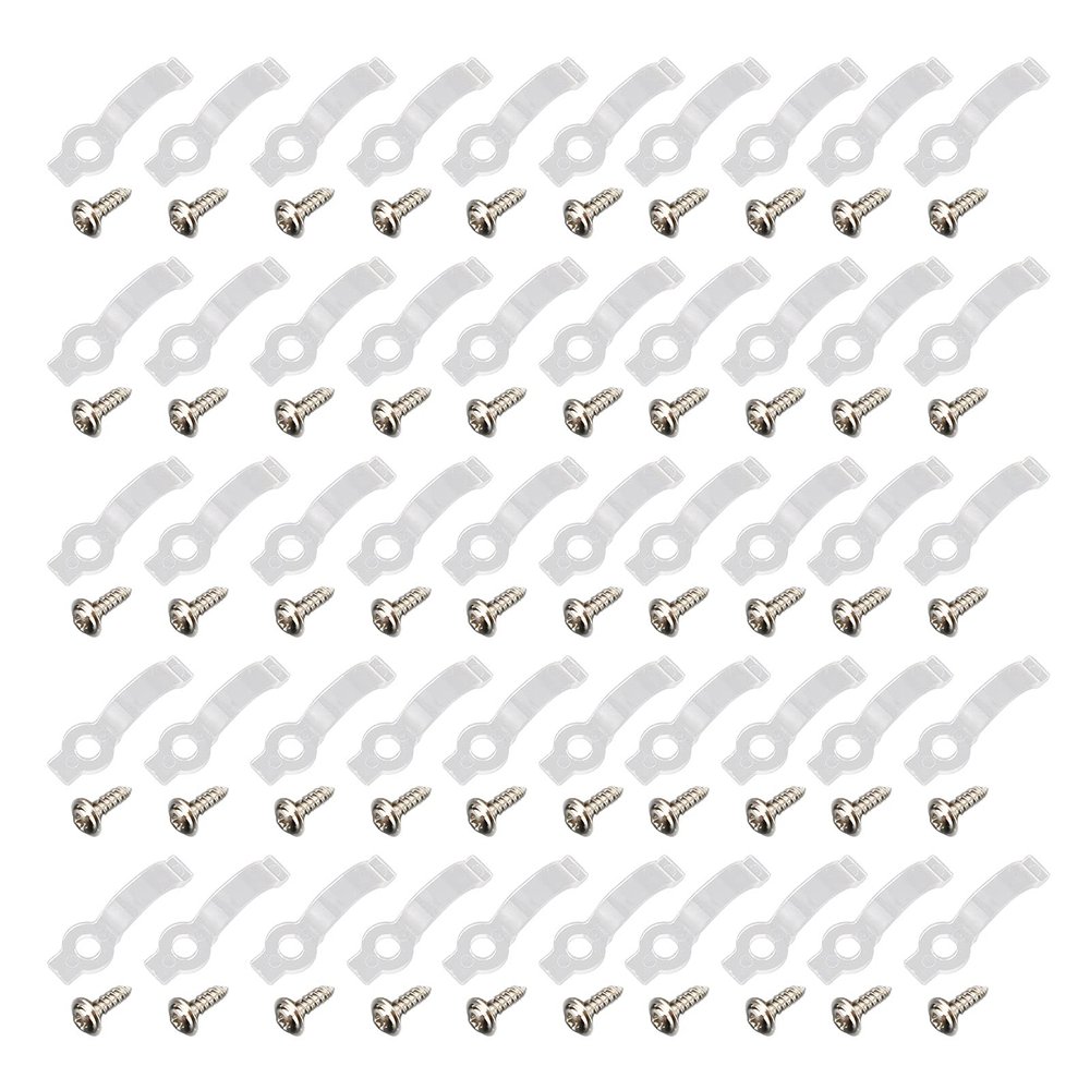 Pilipane Mounting Clips Holder LED Rope Light Clips Holder Portable Light Clips Holder with Screws for Outdoor Weddings Terraces Plastic Stainless Steel 50Pcs