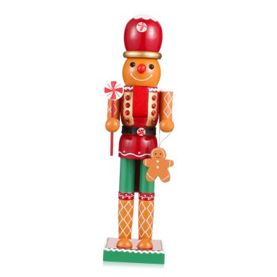 HAKIDZEL 1pc Wooden Gingerbread Nutcracker Decoration for Xmas Party Scene Christmas Ornament Festive Gingerbread Man Decor for Home Office and Holiday Celebrations