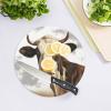 7.9 Inch Chopping Block Farm Animal Cow Cutting Boards for Kitchen Round Cutting Mat Glass Chopping Board Portable Charcuterie Board view 4