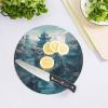 7.9 Inch Chopping Block Asian Style Painting Cutting Boards for Kitchen Round Cutting Mat Glass Chopping Board Portable Charcuterie Board view 4