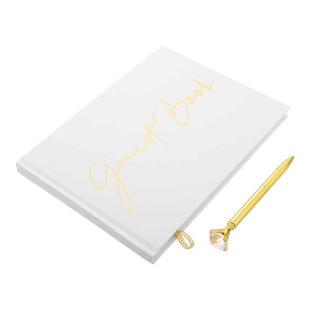 DIYEAH Wedding Guest Book with Pen Elegant Keepsake for Wedding Reception Shower Anniversary Birthday Parties Durable Cover Ample Writing Space for Cherished Memories