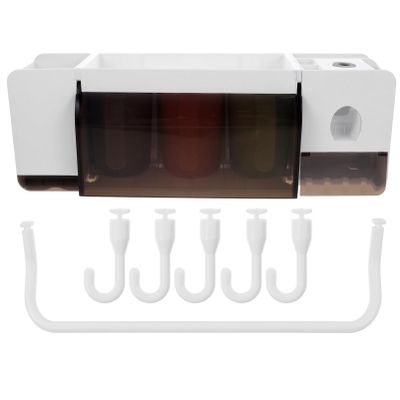 ASAKKURA Toothbrush Holder Wall Mount Suction Toothbrush Holder for Bathroom Wall-Mounted Rack Toothpaste Shelf Easy to Clean Storage Organizer