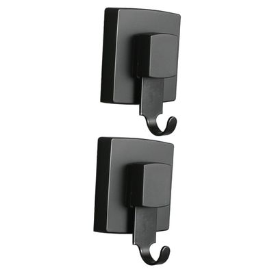 NUOBESTY 2pcs Reusable Cup Hook for Bathroom Kitchen Strong Vacuum Towel Holder No-Drill Coat Hook for Non-Porous Black Stainless Steel