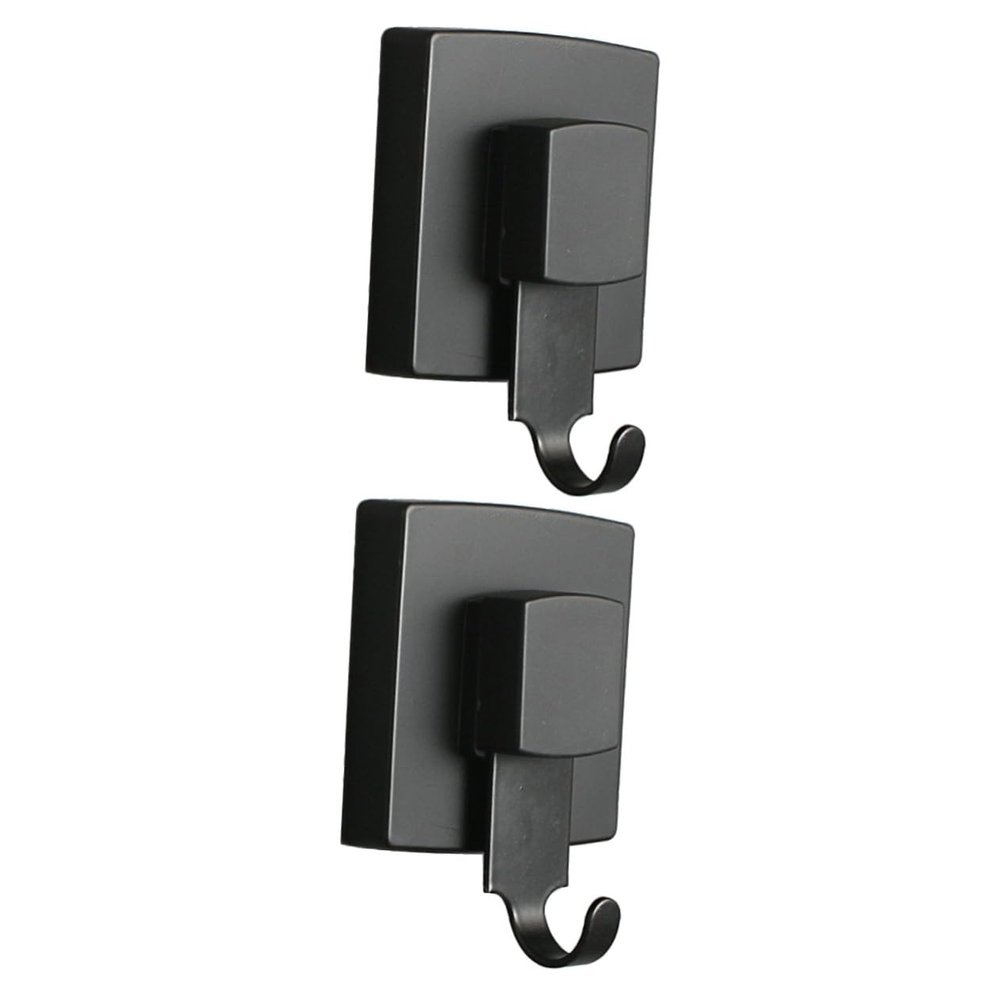 NUOBESTY 2pcs Reusable Cup Hook for Bathroom Kitchen Strong Vacuum Towel Holder No-Drill Coat Hook for Non-Porous Black Stainless Steel