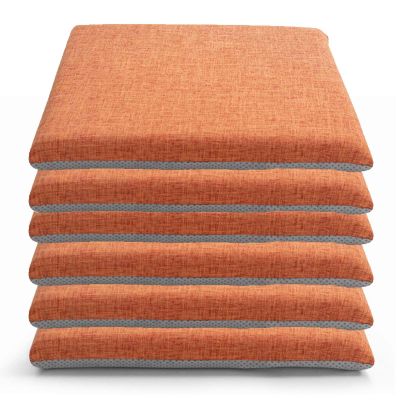 1/2/4/6 Pack Memory Foam Chair Pads With Ties Soft Dining Chair Cushions Non-Skid Washable Comfort And Softness Square Chair Pads For Home Office Kitchen Chair Pads(Size:35x38cm,6 pcs,Color:Orange)