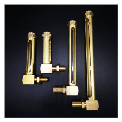 YYPTT Oil Liquid Level Indicator,1pc 1/4" 3/8" 1/2" BSP Male Thread L-Shape Brass Oil Liquid Level Indicator Sight Glass Gauge(One Window 1/2",200mm)