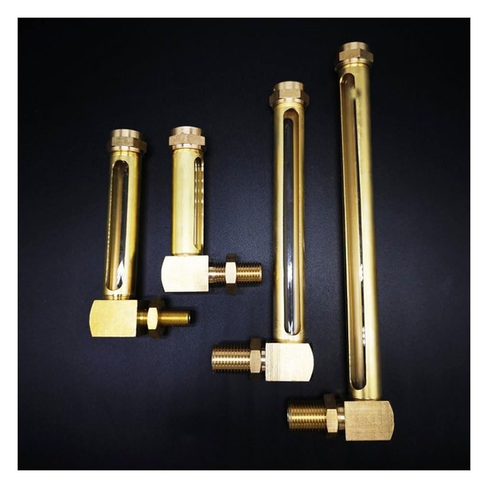 YYPTT Oil Liquid Level Indicator,1pc 1/4" 3/8" 1/2" BSP Male Thread L-Shape Brass Oil Liquid Level Indicator Sight Glass Gauge(One Window 1/2",200mm)