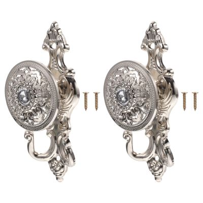 VOSAREA 2pcs Classic Rhinestone Hook Set Decorative Curtain Hangers Alloy Curtain Pothooks Hat Hooks Wall Decorative