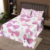 3 Piece Pink Bow Quilt Bedding Sets Women Aldult Lightweight Bedding Cartoon Bowknot Bedspread Pink White Coverlet Soft Microfiber Home Quilt Set for King Bed All Season view 1
