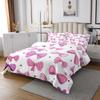 3 Piece Pink Bow Quilt Bedding Sets Women Aldult Lightweight Bedding Cartoon Bowknot Bedspread Pink White Coverlet Soft Microfiber Home Quilt Set for King Bed All Season view 2