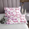 3 Piece Pink Bow Quilt Bedding Sets Women Aldult Lightweight Bedding Cartoon Bowknot Bedspread Pink White Coverlet Soft Microfiber Home Quilt Set for King Bed All Season view 3