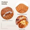 2 Pack Wicker Large Bread Basket with Lid, 11.8''11.8'' Square Plastic Imitation Rattan Woven Serving Basket with 2 Stainless Steel Tongs150 Paper Liners for Food Vegetable Display view 3
