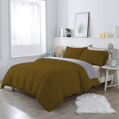 Luxury 3 Piece 1000 Thread Count 100% Egyptian Cotton Comforter Set Oversized Super King Size (120" x 98") Inch Premium Quality 400 GSM Ultra Soft Comforter - Taupe Solid