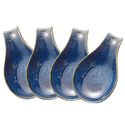 Alipis 4pcs Ceramic Spoon Rests Elegant Glaze Spoon Holders for Dining Table Wear-resistant Kitchen Accessories for Serving Soup Sauces and Desserts