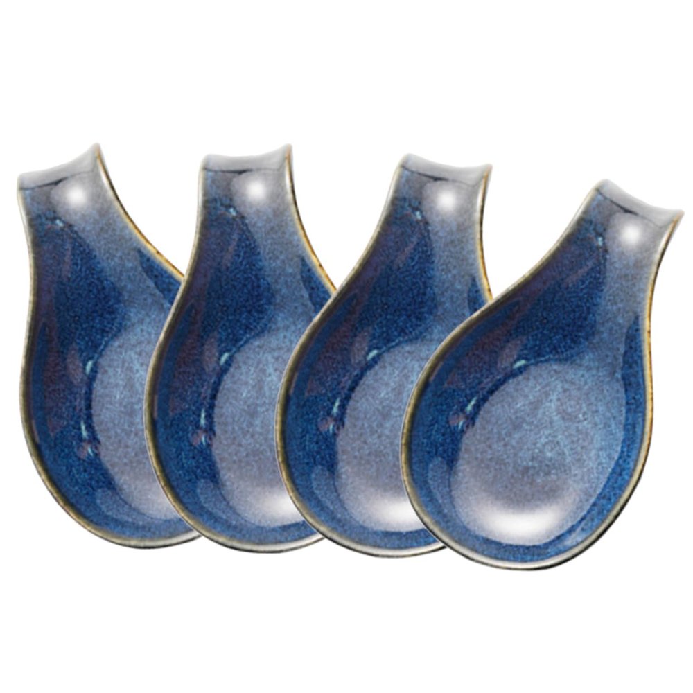 Alipis 4pcs Ceramic Spoon Rests Elegant Glaze Spoon Holders for Dining Table Wear-resistant Kitchen Accessories for Serving Soup Sauces and Desserts