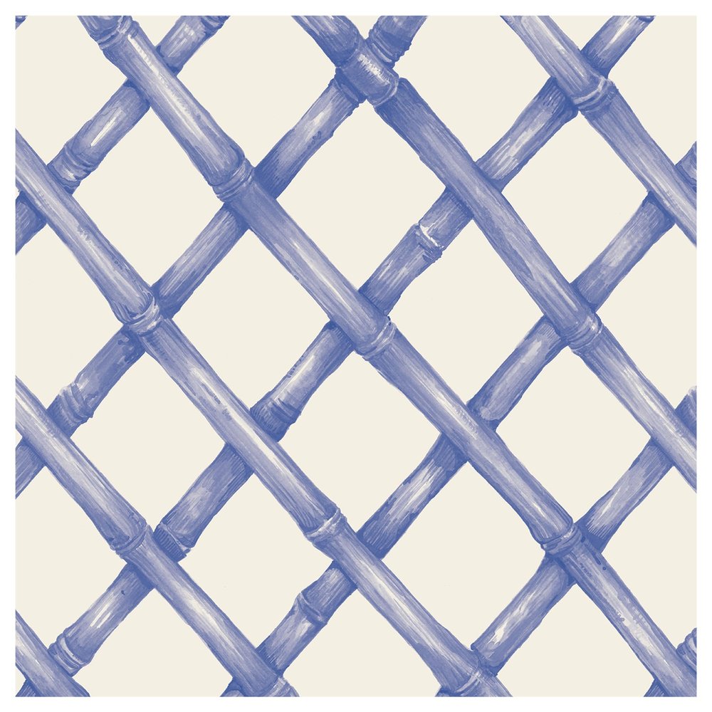Disposable Dinner Paper Cocktail Napkins - Decorative Beverage Napkins for Parties, Weddings, Graduation - 5 inches by 5 inches Pack of 20 (Lattice Blue)