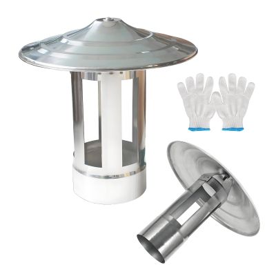 201 Stainless Steel Round Chimney Cap, Pipe Rain Cover 6/6.3/7.3/7.6/8/8.9/10/10.3/11.4/11.5 Cm Stove Pipe Vent Cap, Chimney Flue Cowl Exhaust Cover(6.3 cm/2.48 in)