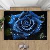Blue Rose Rugs for Entryway - 3D Roses Area Rug, 2x3 Rug, Black Background Washable Non Slip Rugs, Black Blue Carpet, Modern Floral Carpet - Wedding Valentines Day Home Decor Gifts for Women view 1