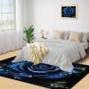 Blue Rose Rugs for Entryway - 3D Roses Area Rug, 2x3 Rug, Black Background Washable Non Slip Rugs, Black Blue Carpet, Modern Floral Carpet - Wedding Valentines Day Home Decor Gifts for Women view 4