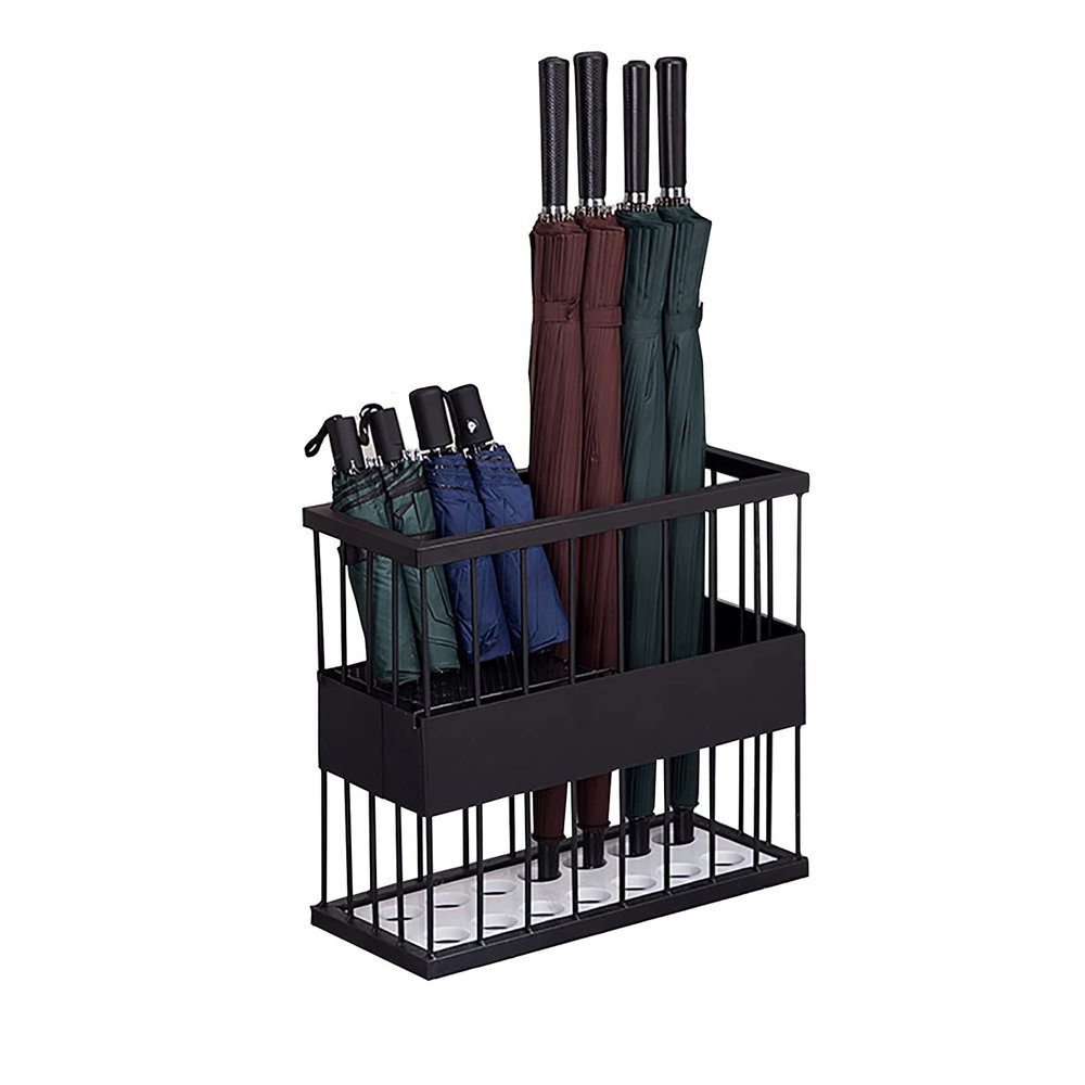 HGIYA Umbrella Stands,Metal Umbrella Stand,Indoor Entryway Hallway Umbrella Basket Rack for Storage Walkistick Canes,Modern Rectangle Organizer Shelf