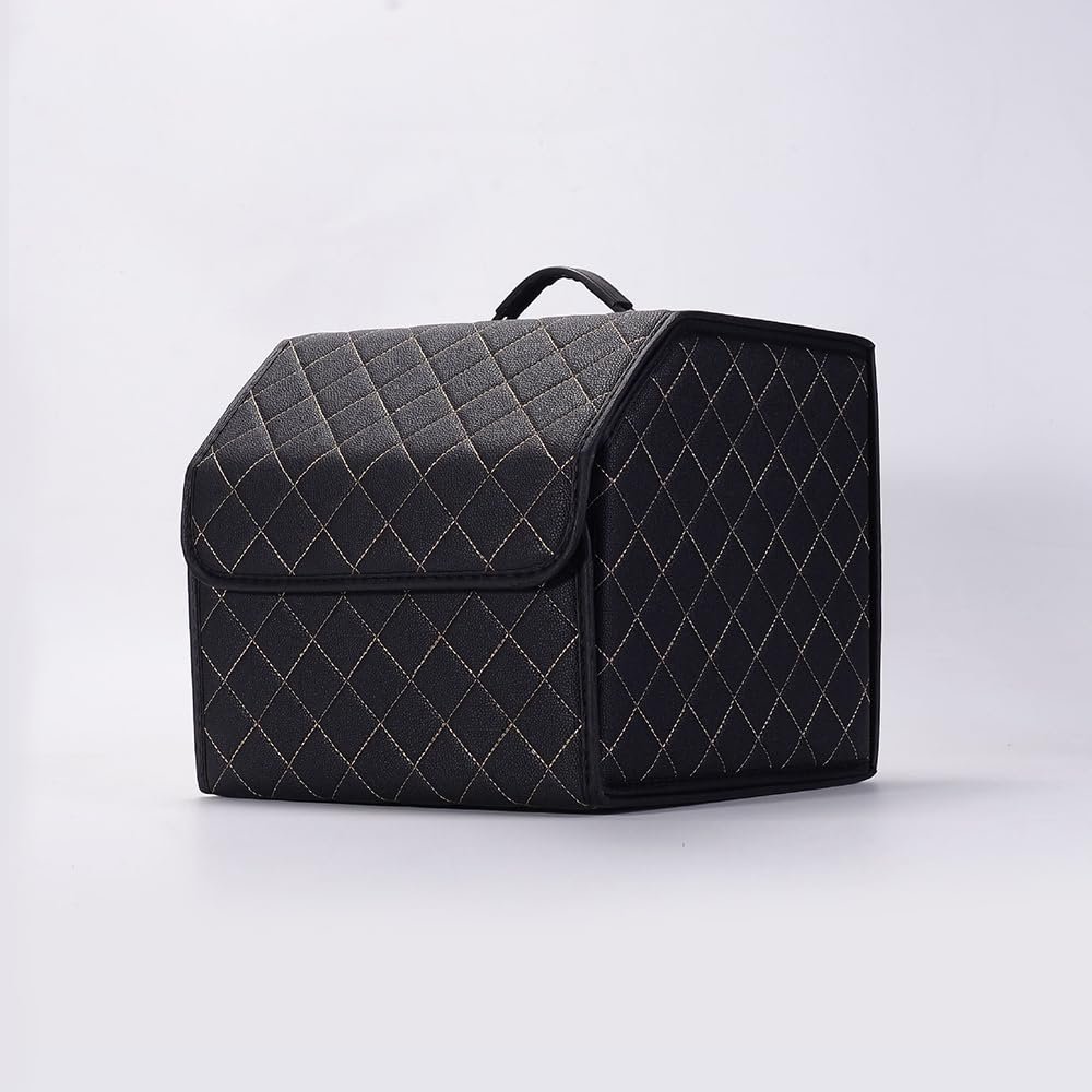 LUNBFFF Car Trunk for Audi S3 8V Cabriolet 2014 2015 2016 2017 2018 2019 2020 2021, Trunk Storage Box Storage Box Watertight Leather with Handle Car Storage Box Folding Storage Box,Black-S