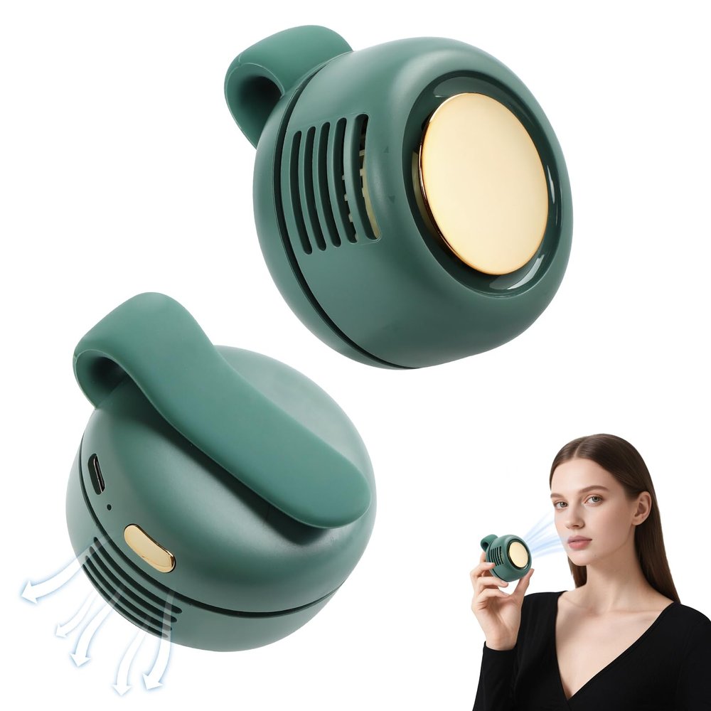 cijikos Portable Silent Mini Bladeless Fan Clip On,3 Speeds Clip-On Fans For Shirt,Small Clips Fanmini Whirlwind Fans For Waist Clips Suitable For Outdoor & Travel & Office (Green)