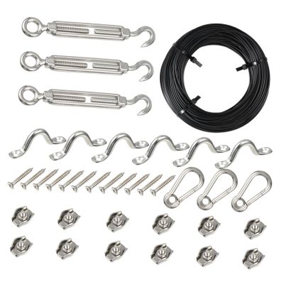 String Light Hanging Kit Xmas Halloween with Hooks and Turnbuckle