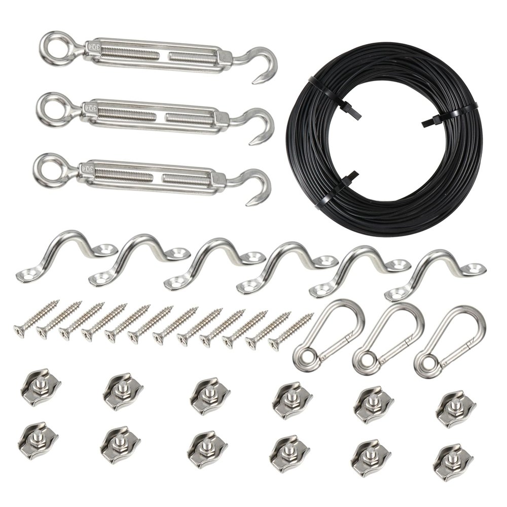 String Light Hanging Kit Xmas Halloween with Hooks and Turnbuckle