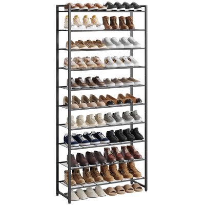 Nunsino Shoe Rack for Closet, Metal Shoe Organizer, 10 Tier Garage Shoe Rack Max Holds 50 Pairs,Shoe Storage Shelf,Entryway, Black