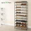 Nunsino Shoe Rack for Closet, Metal Shoe Organizer, 10 Tier Garage Shoe Rack Max Holds 50 Pairs,Shoe Storage Shelf,Entryway, Black view 4