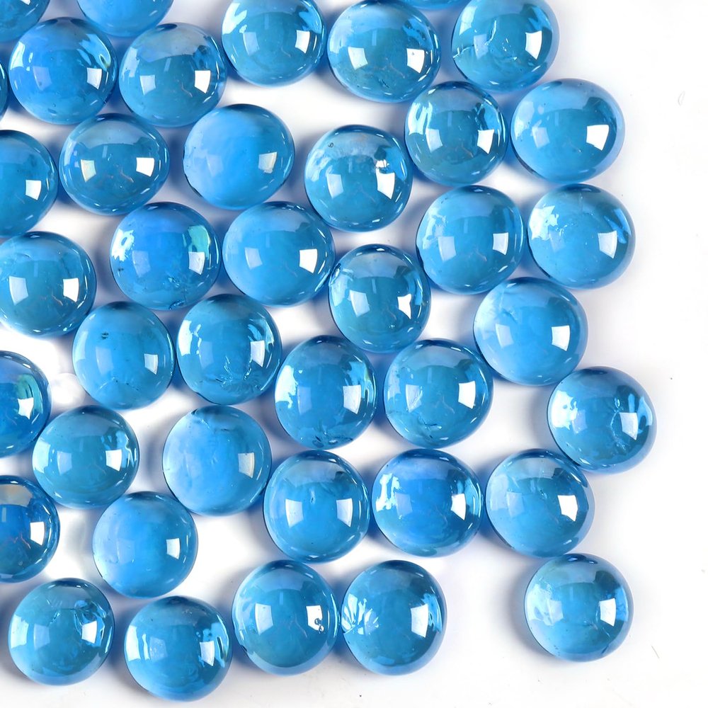 10 lb Light Blue Glass Beads for Vases, 1000 Pcs Glass Pebbles, Flat Marbles Stones for Vase, Aquarium, Candle, Crafts, Centerpieces and Wedding Decoration