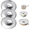 3Pcs Universal Lid for Pots Pans and Skillet, 9.4 Inch Pan Lid, Stainless Steel Pot Cover Universal Pans Cover for Frying, Cookware Replacement Accessories, 24cm view 1