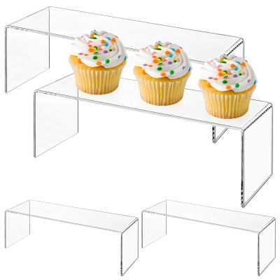 LUMINFLY 4 Pcs Acrylic Display Risers For Collectibles, Pastries, And Decor, Transparent Stands For Weddings And Events, 12 In Design