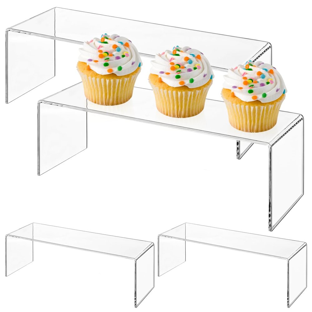 LUMINFLY 4 Pcs Acrylic Display Risers For Collectibles, Pastries, And Decor, Transparent Stands For Weddings And Events, 12 In Design