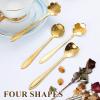 20 Pcs Dessert Spoons, 4.9" Elegant Silver Creative Leaf Mini Stainless Steel Espresso & Tableware Dessert Tea Coffee Spoons for Stirring Mixing Sugar, Ice Cream, Cake Coffee Tea (Gold) view 3