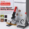 2x2in Square Fridge Magnets Badge Maker Machine Magnet Making Machine Square 50x50mm DIY Photo Refrigerator Sticker Magnet Press Machine+Paper Cutter+100pcs Materials,Machine+100pcs(Acrylic) view 2
