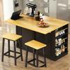 Kitchen Island with 2 Bar Stools, Rolling Cart with Power Supply, Storage Racks, Adjustable Shelves, Large Countertop, Muebles para Cocina, Mobile Bar Cart, 48 Wide, Easy Assembly (Black) view 1