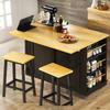 Kitchen Island with 2 Bar Stools, Rolling Cart with Power Supply, Storage Racks, Adjustable Shelves, Large Countertop, Muebles para Cocina, Mobile Bar Cart, 48 Wide, Easy Assembly (Black) view 2