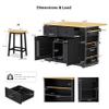 Kitchen Island with 2 Bar Stools, Rolling Cart with Power Supply, Storage Racks, Adjustable Shelves, Large Countertop, Muebles para Cocina, Mobile Bar Cart, 48 Wide, Easy Assembly (Black) view 3