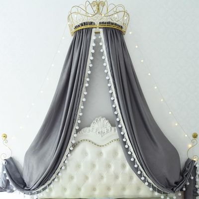 Golden Crown Princess Bed iffon Metal Crown Mosquito Net with,Cute Decorative Yarn Bed Curtains Drapery Play Tent-s(A 1.2M Bed)