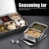 NDNCZDHC Stainless Steel Seasoning Box, 6 Pieces Detachable Seasoning Rack Pots, Seasoning Box with Covers and Spoons, Condiment Jars view 3