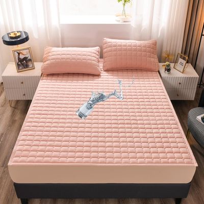 FFDSDUH Mattress Protector Quilted Mattress Protector Mattress Topper Bed Breathable Comfortable Washable Mattress Pad Cover with 4 Adjustable Straps(Pink,90x190cm)