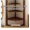 TYBKLHA 5 Tier Corner Bookshelf, Curved Corner Storage Shelf, Tall Freestanding Bookcase, Corner Shelf for Living Room, Bedroom, Office(Natural) view 4