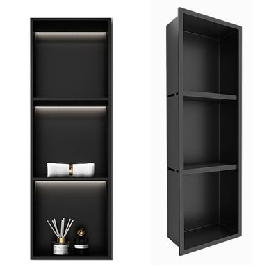 CUTPOIY 3 Tier Recessed Medicine Cabinet,Shower Niche Stainless Steel, in-Wall Shelves for Kitchen, Bathroom, Bedroom, 90 rotatable Installation