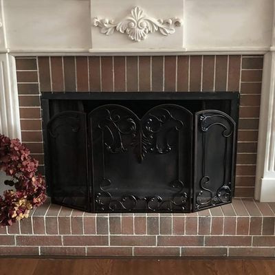 Fireplace Screen Guard, FireplacesProtection 3-Panel 4729in Simple Metal Mesh Fireplace Screen,Guard Free Standing Gate for Home Living Room Decor, B