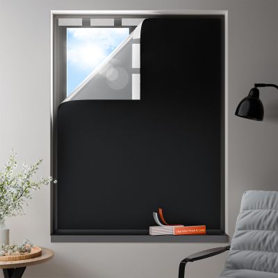 100% Blackout Curtains, Portable No Drill Window Shades, DIY Blackout Window Cover with Hook and Loop, for Bedroom, Baby Nursery, Travel, DormRoom, Apartment (39" x 64")
