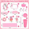 Suncalla 104 Pcs Spa Party Favor Supplies Bulk Include Face Mask Mixing Bowls Set Eye Masks Mirrors Headbands Scrunchies Cosmetic Bags Face Wash Cloths Plastic Cups for Spa Sleepover Birthday Party view 2