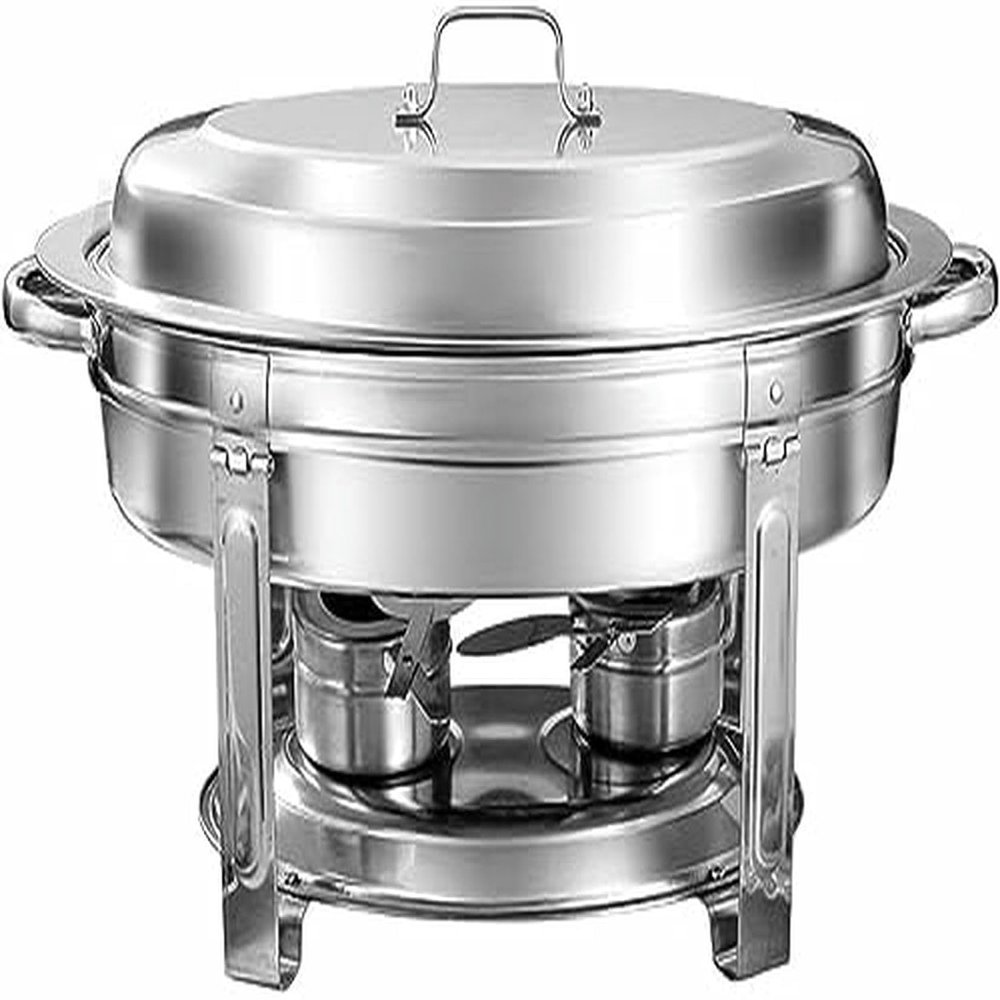 Oval Chafing-Disc Set, Stainless Steel Food Warmer for Catering, Banquet Parties, Buffet-Serving Heat Tablet with Water Tanks and Fuel Owners ~//