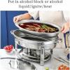 Oval Chafing-Disc Set, Stainless Steel Food Warmer for Catering, Banquet Parties, Buffet-Serving Heat Tablet with Water Tanks and Fuel Owners ~// view 3