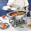 Oval Chafing-Disc Set, Stainless Steel Food Warmer for Catering, Banquet Parties, Buffet-Serving Heat Tablet with Water Tanks and Fuel Owners ~// view 4
